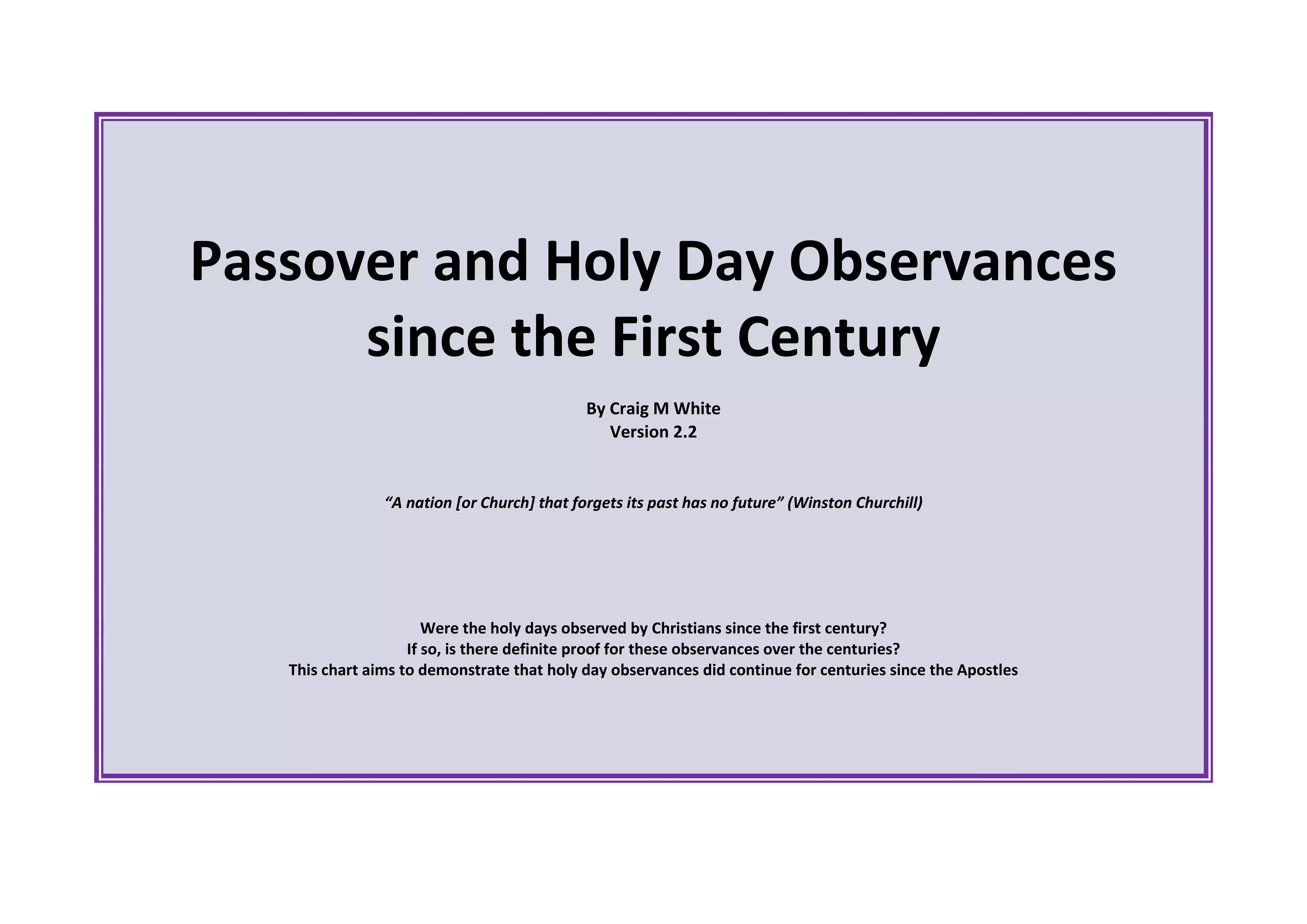 Passover & Holy Days since 1st century